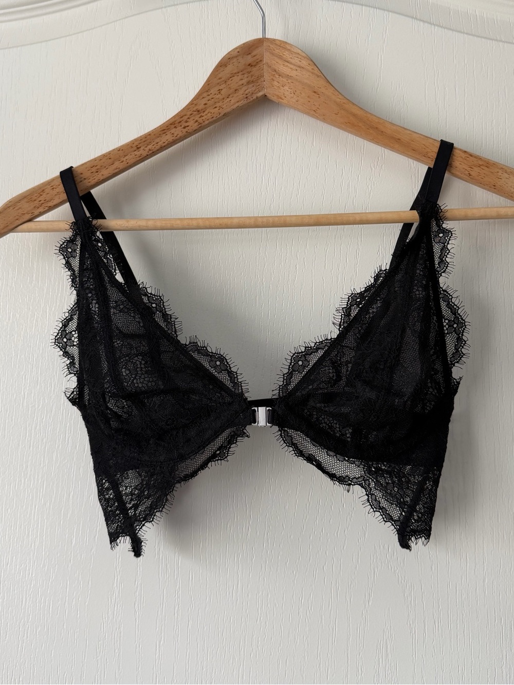 Free People You’re so Great Black Lace Front-Close Bra 34B